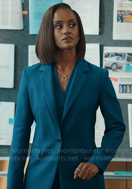 Olympia’s teal blazer and pants on Matlock