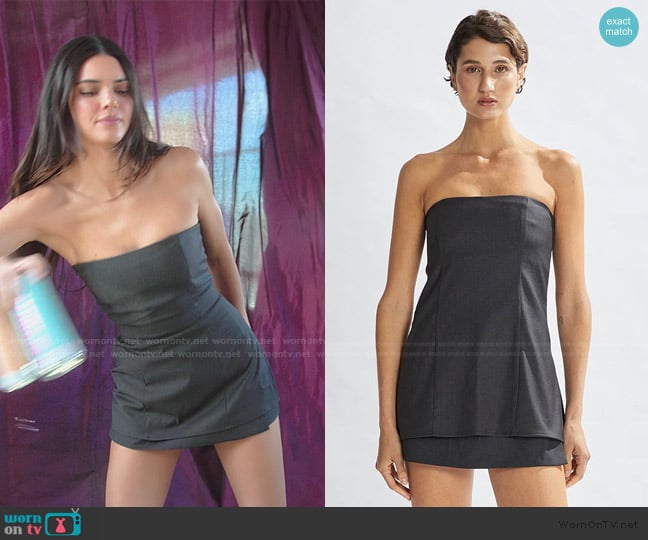 One Mile the Label Benny Strapless Top Dark Grey worn by Kendall Jenner (Kendall Jenner) on The Kardashians