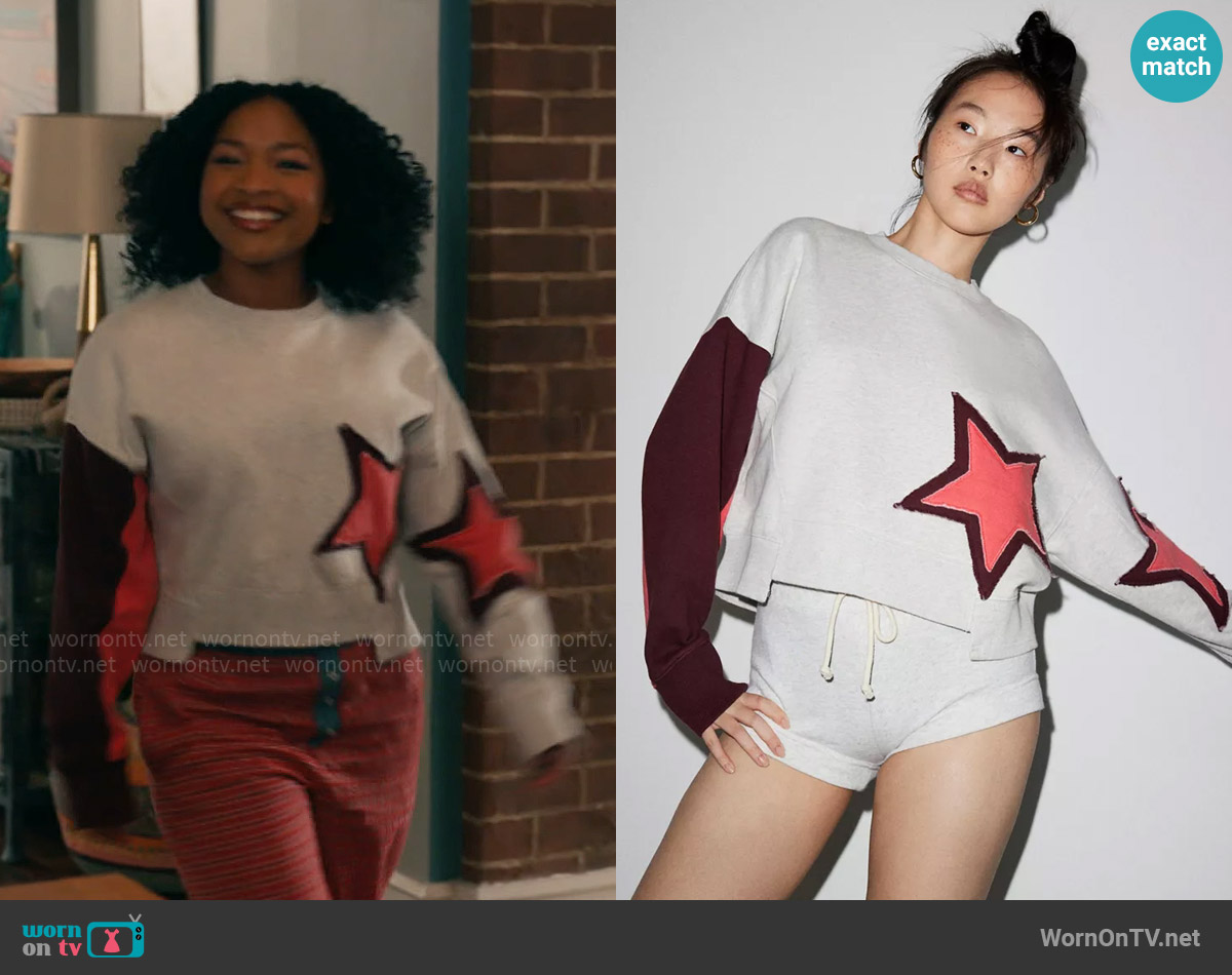 Out From Under Shooting Star Sweatshirt worn by Delilah (Laya DeLeon Hayes) on The Equalizer