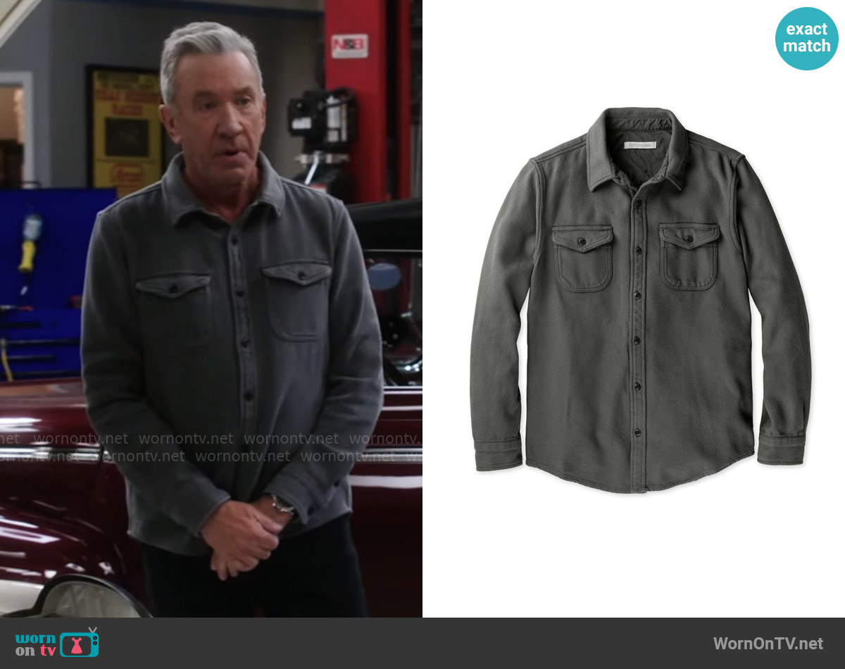Outerknown Chroma Blanket Shirt in Faded Black worn by Matt (Tim Allen) on Shifting Gears