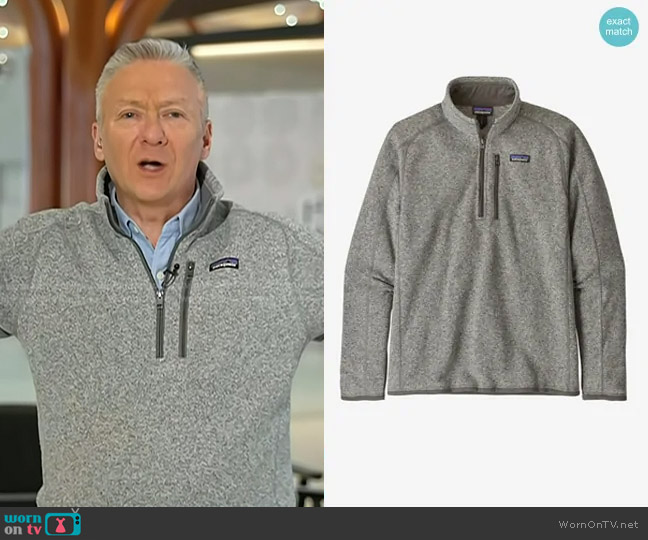 Patagonia etter Sweater 1/4-Zip Fleece in Stonewash worn by Tom Costello on Today