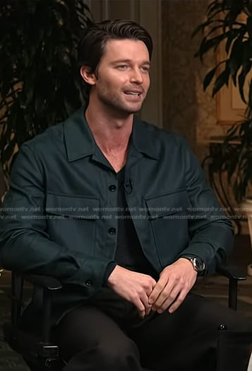 Patrick Schwarzenegger’s green shirt jacket on Today