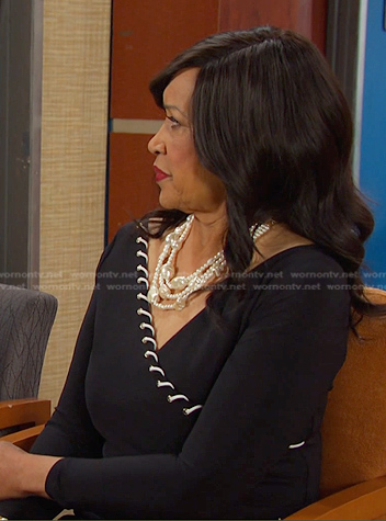 Paulina’s black lace-up dress on Days of our Lives