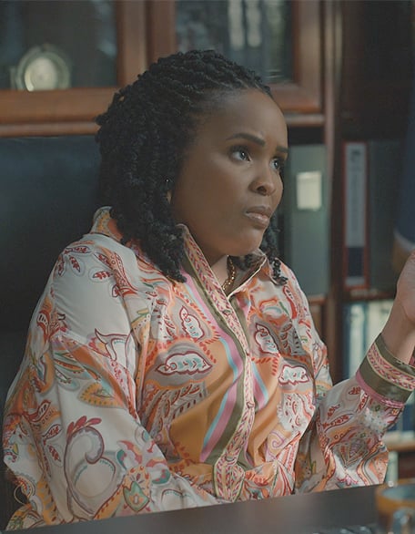 Peggy’s floral print blouse on Sweet Magnolias