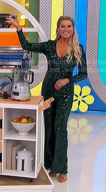 Rachel’s green sequin jumpsuit on The Price is Right