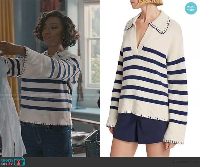 Rails Athena Striped Sweater worn by Helen Decatur (Heather Headley) on Sweet Magnolias