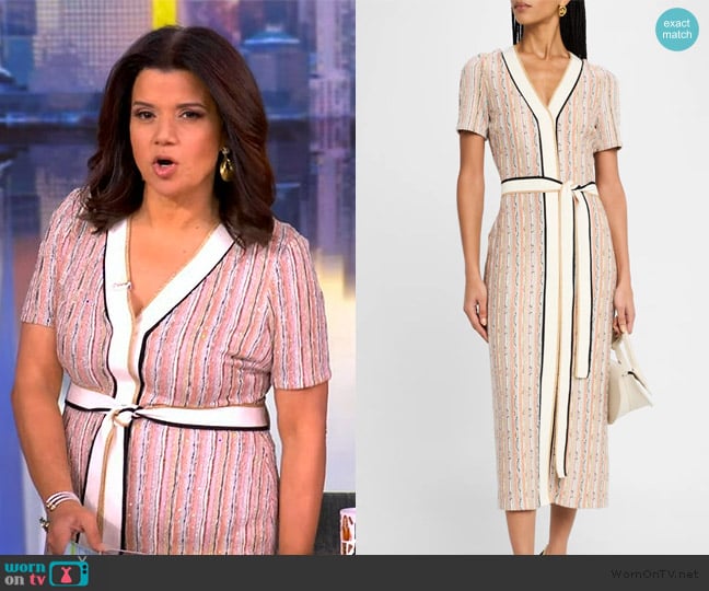 Ramy Brook Ronda Stripe Jacquard Knit Midi Dress worn by Ana Navarro on The View