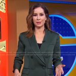 Rebecca’s green satin blazer and pants on Good Morning America