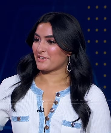 Reena’s white denim trim dress on Good Morning America