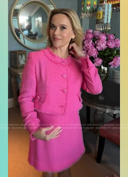 Reese Witherspoon’s pink tweed jacket on Access Hollywood