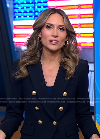 Rhiannon’s navy blazer with gold buttons on Good Morning America