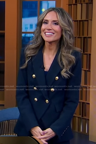 Rhiannon’s navy blazer with gold buttons on Good Morning America