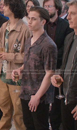 Robby’s purple abstract print shirt on Cobra Kai