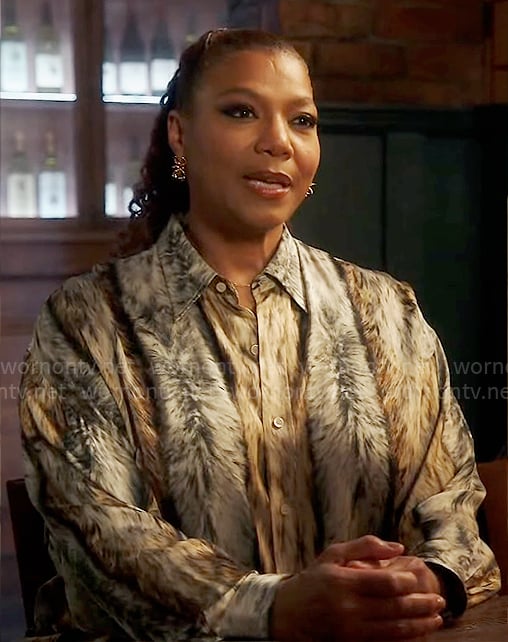 Robyn’s animal fur print shirt on The Equalizer