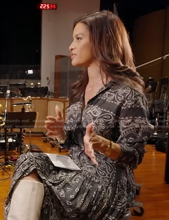 Rocsi’s black paisley print dress on Good Morning America