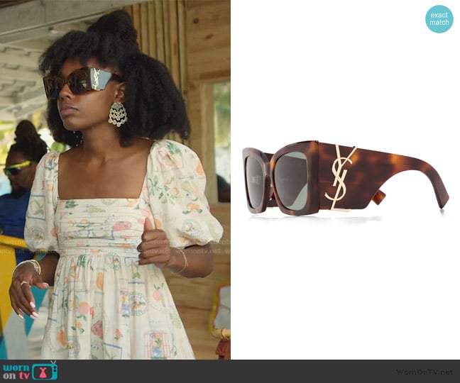 Saint Laurent SL M119 oversized cat-eye sunglasses worn by Venita Aspen on Southern Charm