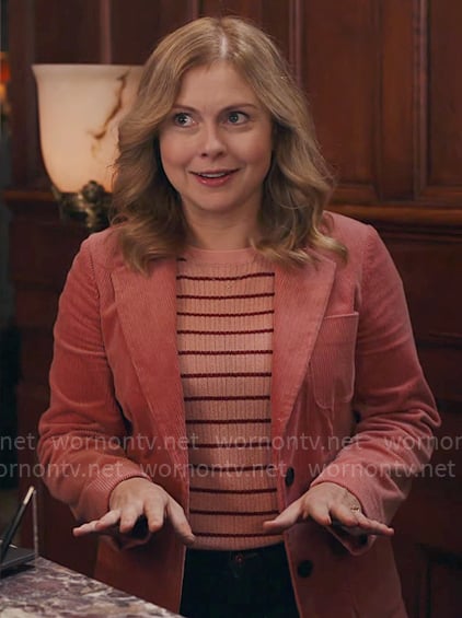 Sam’s pink corduroy blazer on Ghosts