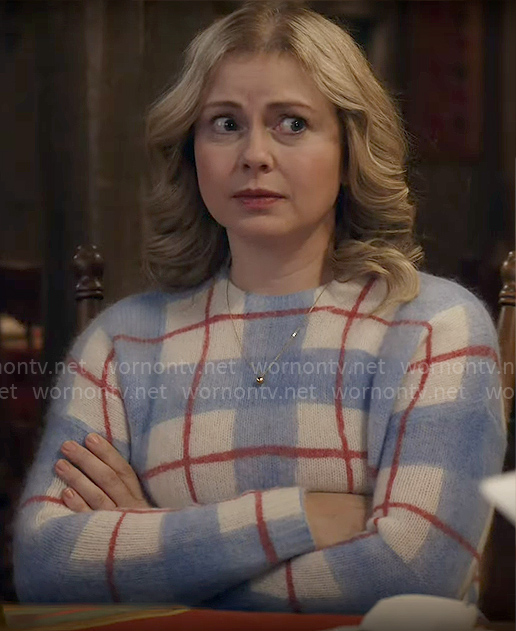 Sam’s blue and red plaid sweater on Ghosts