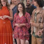 Samantha’s pink ikat print mini dress on Cobra Kai