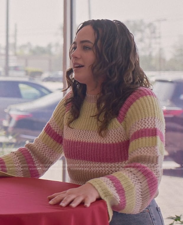 Samantha’s stripe knit sweater on Cobra Kai