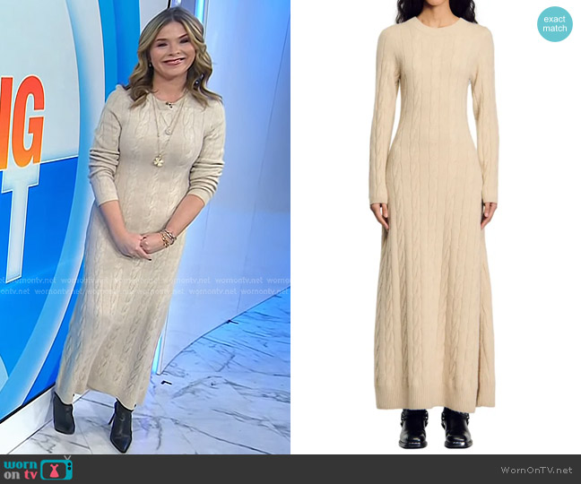 Sandro Maelys Sweater Dress in Beige worn by Jenna Bush Hager on Today