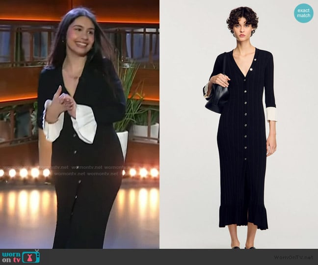 Sandro Two-tone Knit Maxi Dress worn by Alessia Cara on The Kelly Clarkson Show