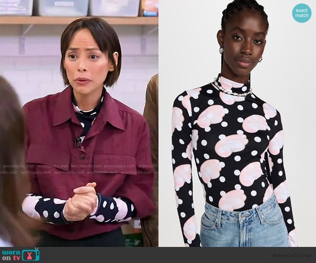 Sandy Liang Dunloe Top worn by Pilar Valdes on The Drew Barrymore Show