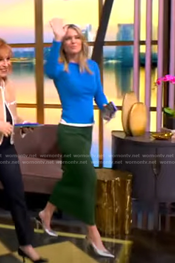 Sara’s blue and green colorblock dress on The View