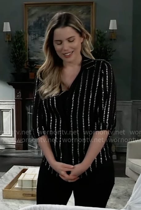 Sasha’s black star striped shirt on General Hospital