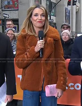 Savannah’s brown sherpa jacket on Today