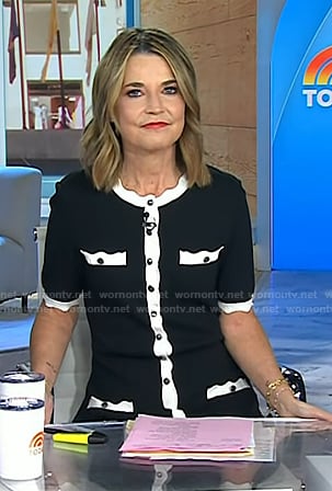 Savannah’s black contrast trim mini dress on Today