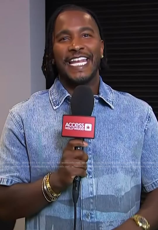 Scott’s denim short sleeve shirt on Access Hollywood