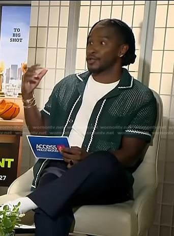Scott’s green crochet shirt on Access Hollywood