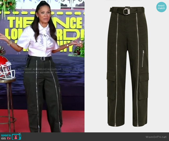 Simkhai Fabiana Belted Utility Pants in Moss worn by Rocsi Diaz on Good Morning America