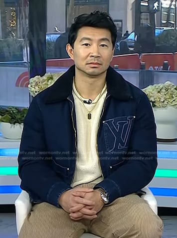 Simu Liu’s navy logo jacket on Today