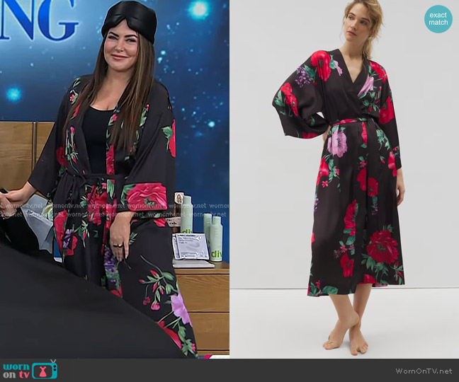 Soma Satin Long Robe in Rhapsody Flora G Black worn by Bobbie Thomas on Today