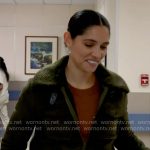 Stella’s green suede jacket on Chicago Fire