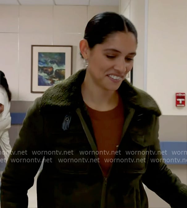 Stella’s green suede jacket on Chicago Fire