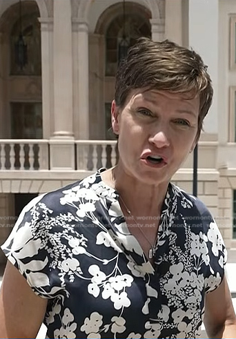Stephanie’s navy floral print top on Today