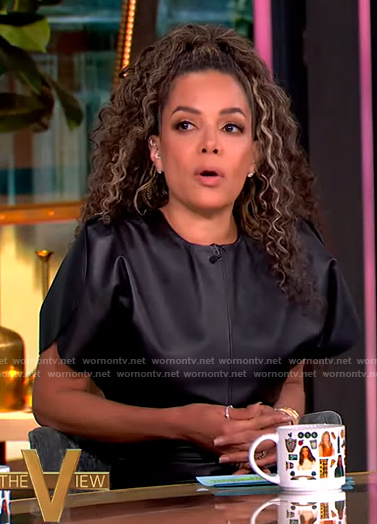 Sunny’s black leather ruched dress on The View
