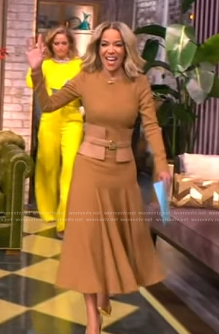 Sunny’s beige long sleeve sweater dress on The View