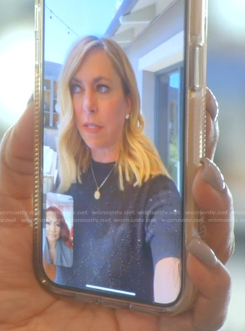 Sutton’s black embellished sweater on The Real Housewives of Beverly Hills