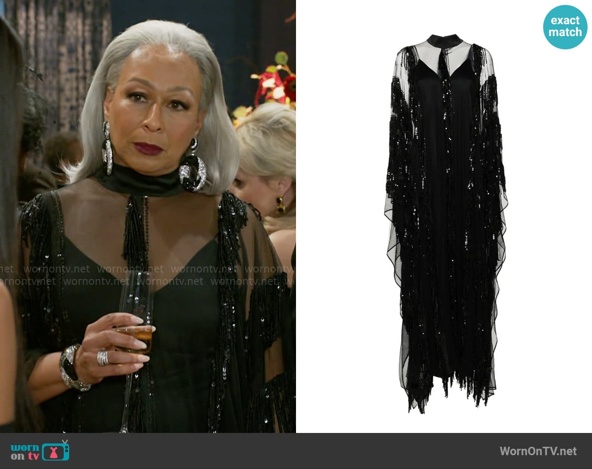 Taller Marmo Showgirl Sequinned Kaftan Dress worn by Anita Dupree (Tamara Tunie) on Beyond the Gates