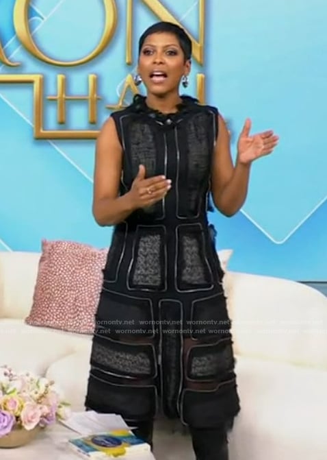 Tamron’s black lace dress on Tamron Hall Show