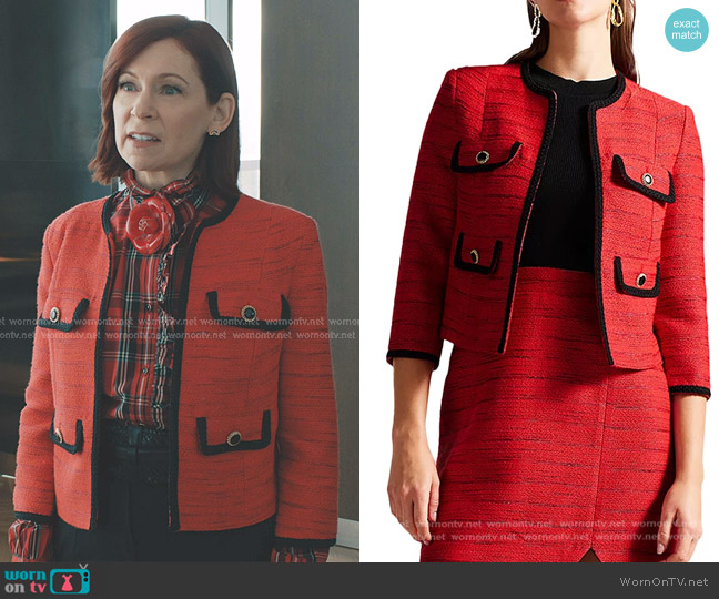 Ted Baker Open Front Bouclé Jacket worn by Elsbeth Tascioni (Carrie Preston) on Elsbeth