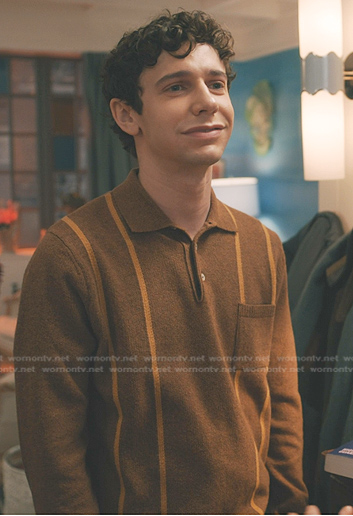 Teddy’s brown striped polo sweater on Elsbeth