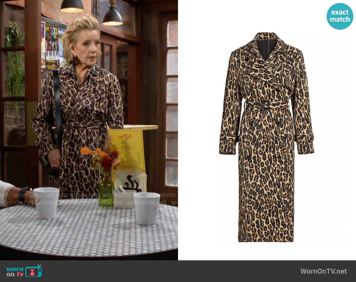 Theory Leo Relaxed Trench Coat worn by Nikki Reed Newman (Melody Thomas-Scott) on The Young and the Restless