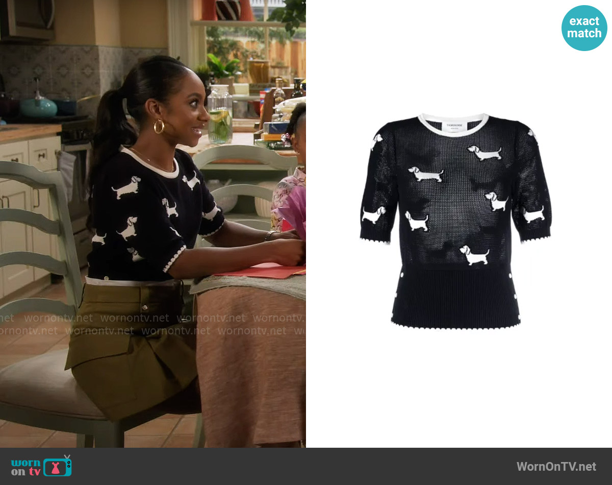 Thom Browne Hector Icon pointelle-knit top worn by Nina (Tetona Jackson) on Poppas House