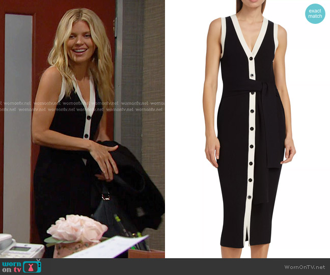 Toccin Victoria Tipped Tie-Waist Midi-Dress worn by Catherina Greene (AnnaLynne McCord) on Days of our Lives