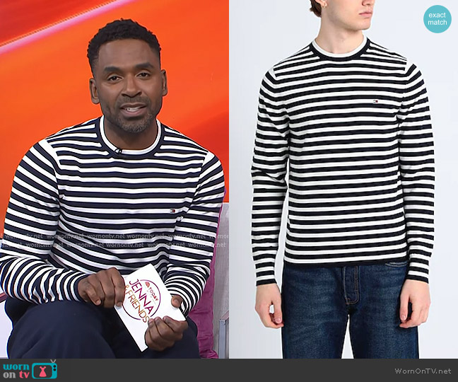 Tommy Hilfiger Crewneck Stripe Sweater worn by Justin Sylvester on Today